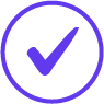 A purple check mark inside a circular outline
