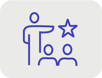 Line drawing of a person pointing at a star while two people watch.