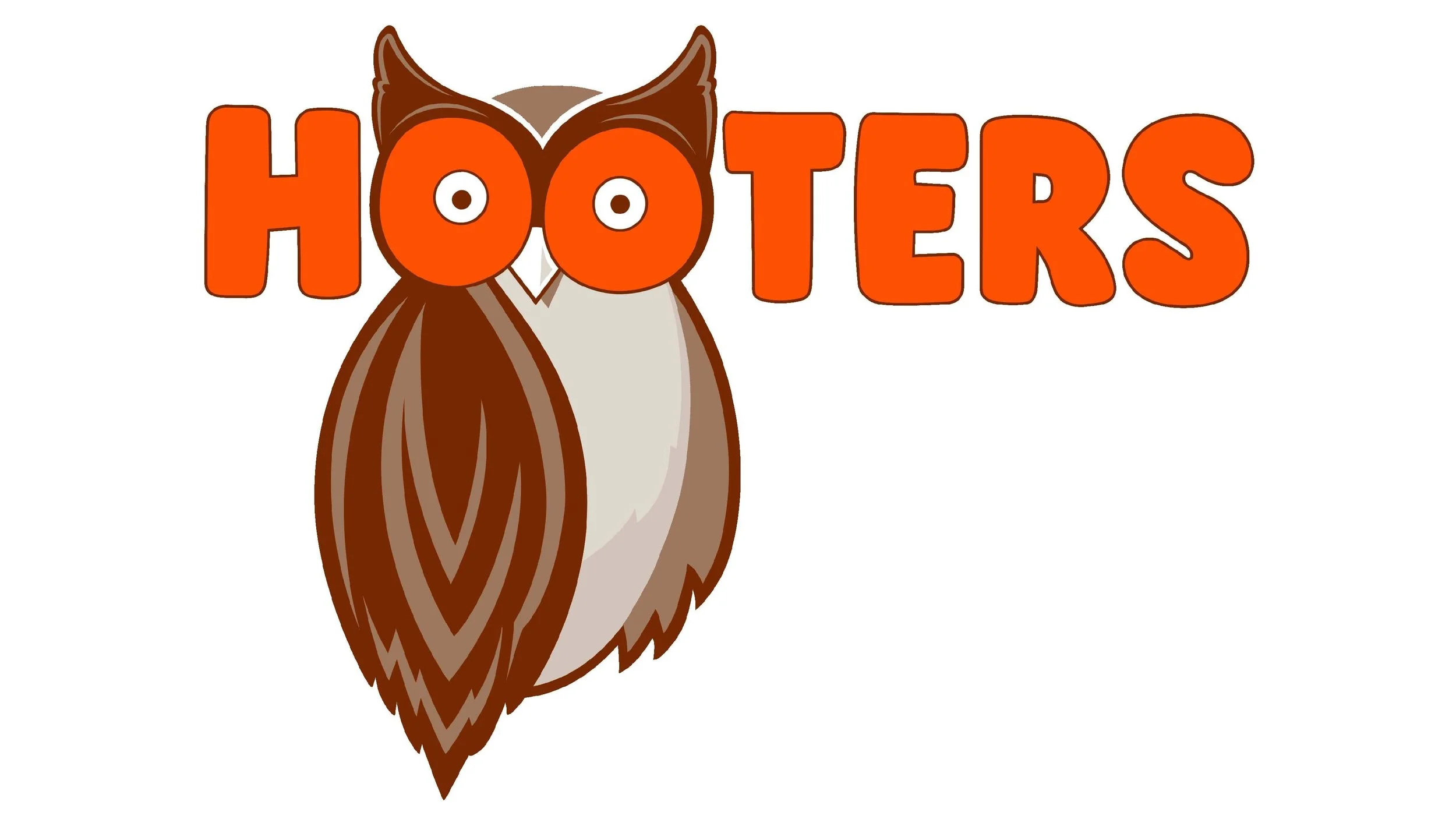 Hooters logo with an owl and bold orange letters.