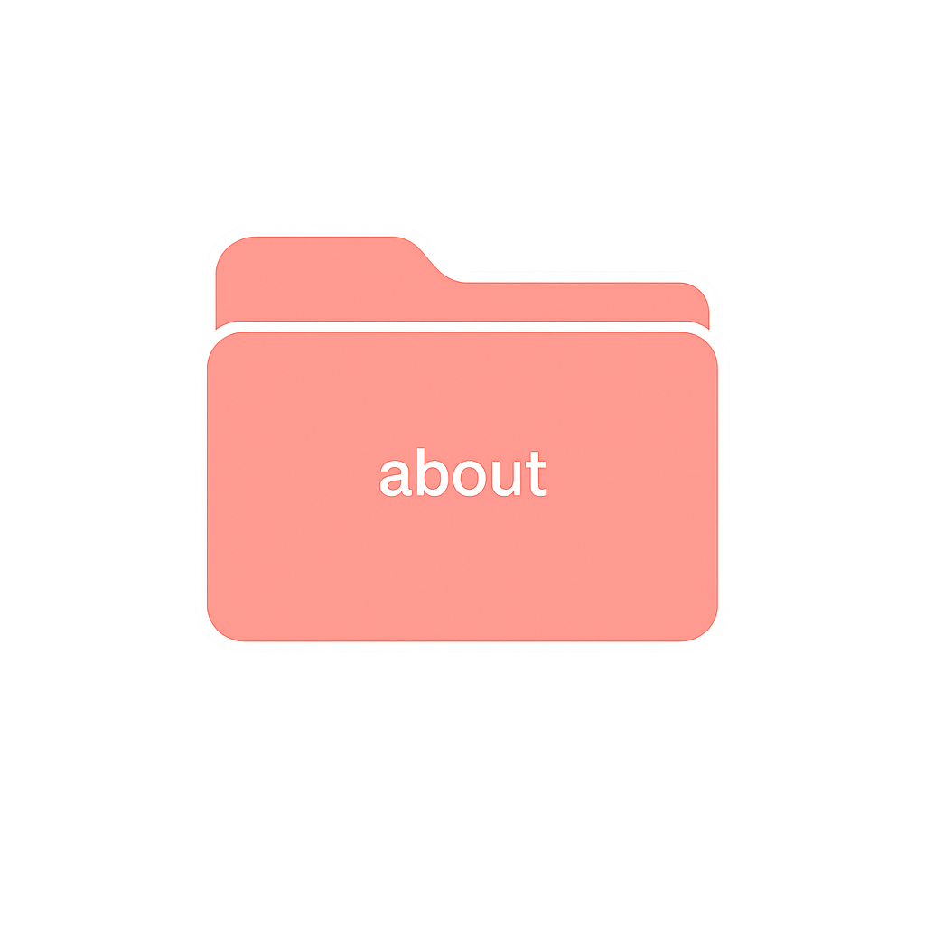 peach folder icon with the label 'about'