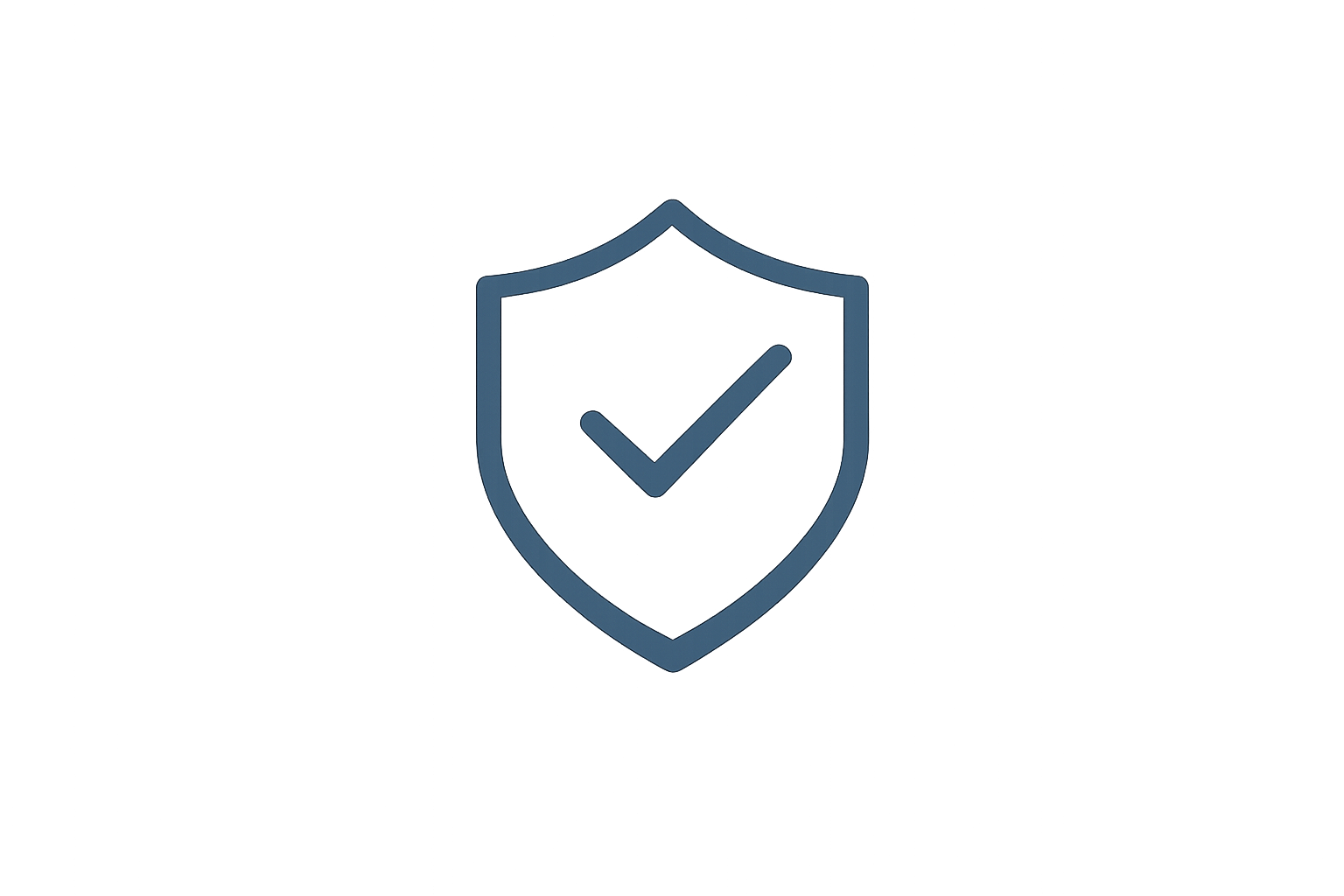 Shield icon with a check mark in the center, representing security or protection.