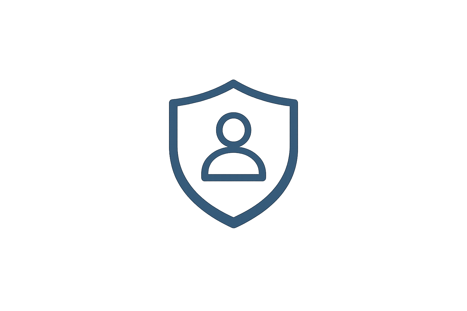 A security shield icon with a person silhouette inside it.