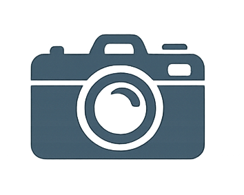 Empty camera icon on a white background.
