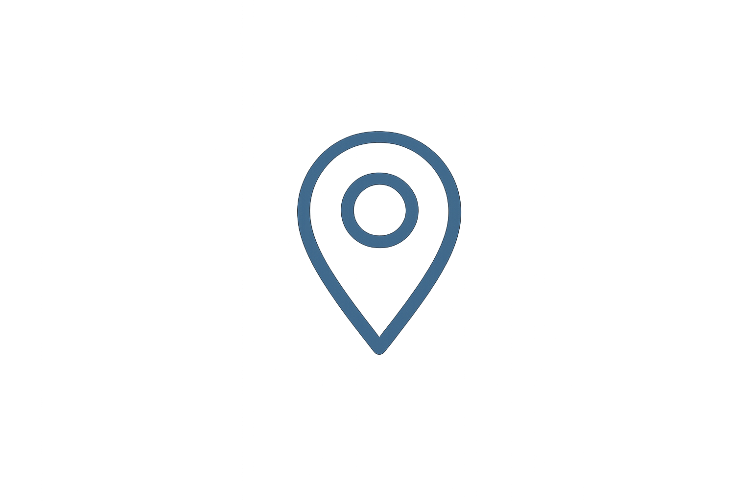 A digital illustration of a map location pin icon in blue color.