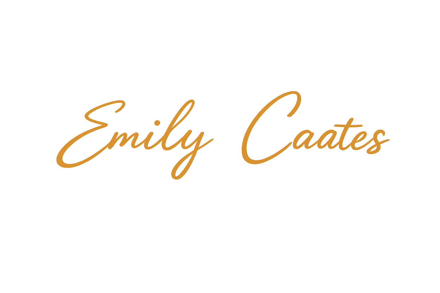 The image features the name 'Emily Cates' written in elegant, cursive, brown font on a black background.