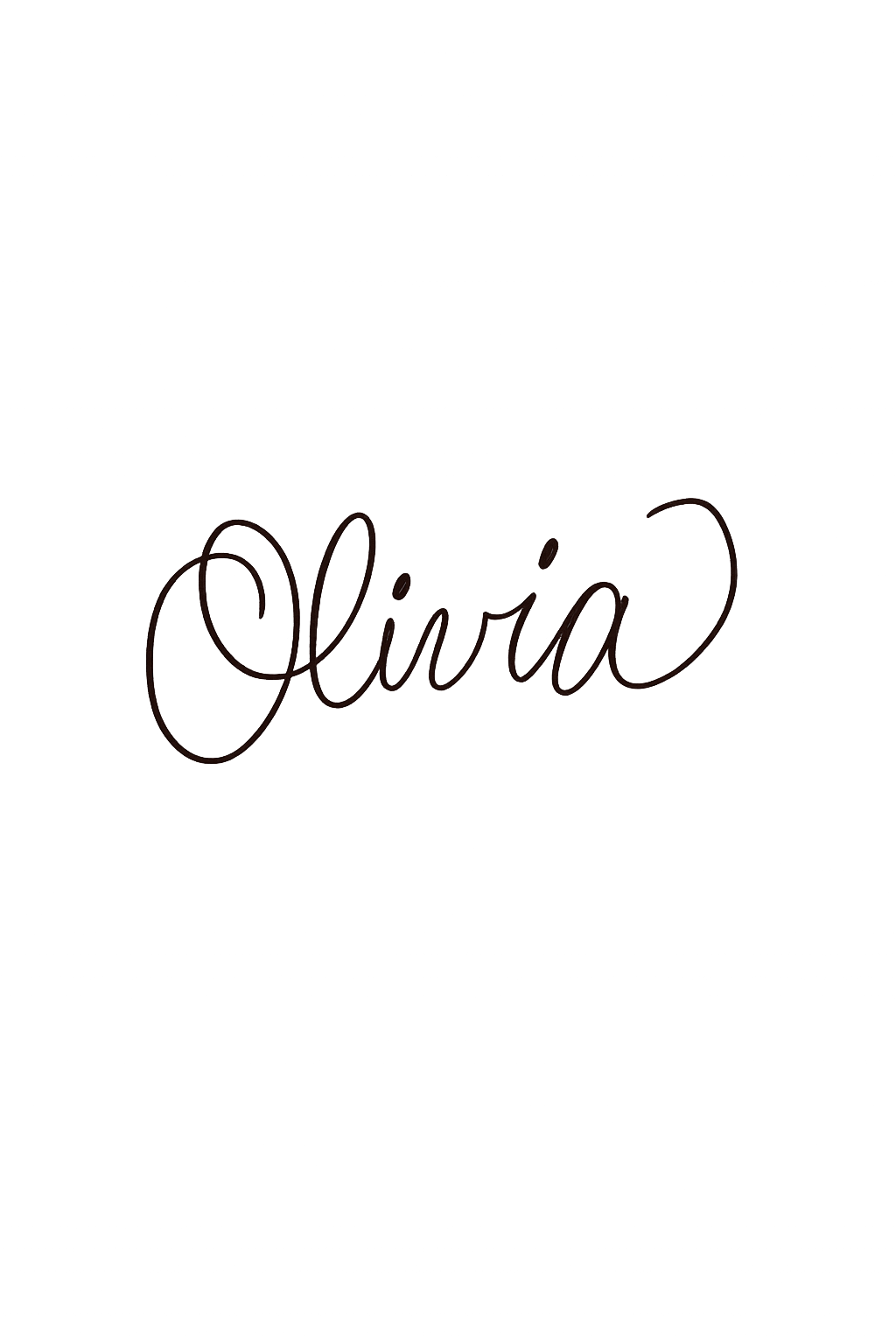 A black image with cursive text that says, "Olivia" in the middle.
