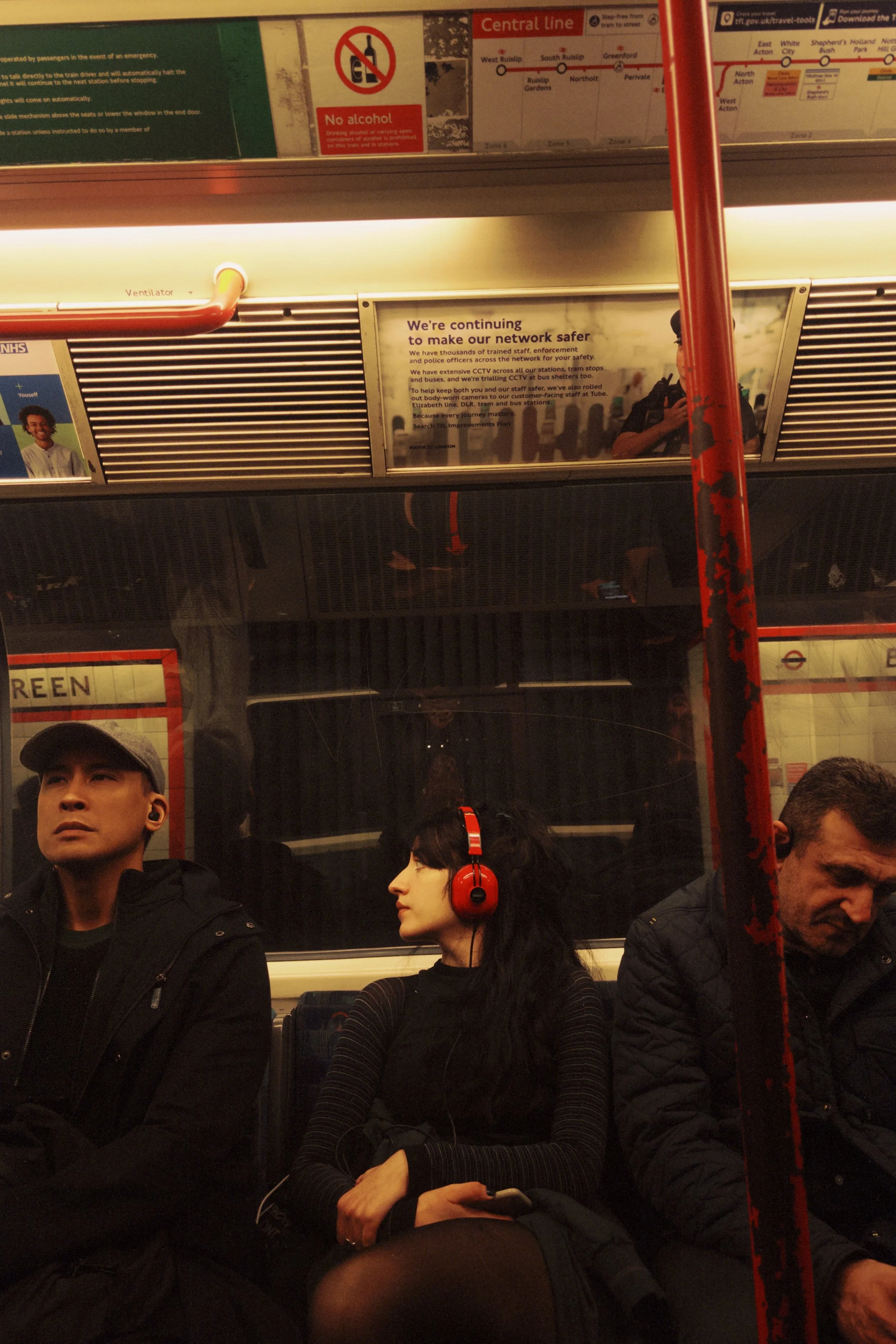 Lady with red headphones