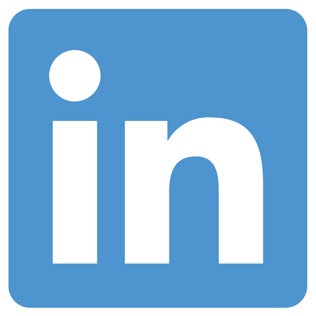 LinkedIn logo featuring white "in" letters and a dot on a blue square background with rounded corners.