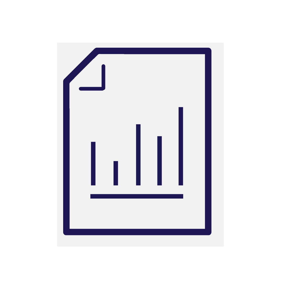 Simple icon of a document with a bar graph, representing data or analytics, on a plain light background to show FFTA public policy updates.