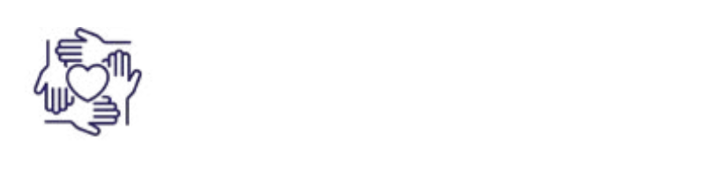 Three hands surrounding a heart icon next to the words "Kinship Care" on a light background.