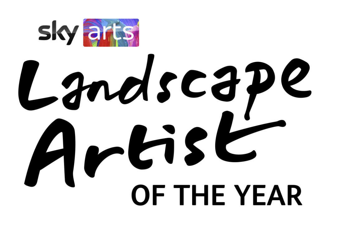 Sky Arts Landscape Artist of the Year logo with colorful sky and paint design.