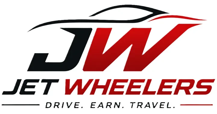 Jet Wheelers JW logo with the tagline Drive. Earn. Travel.