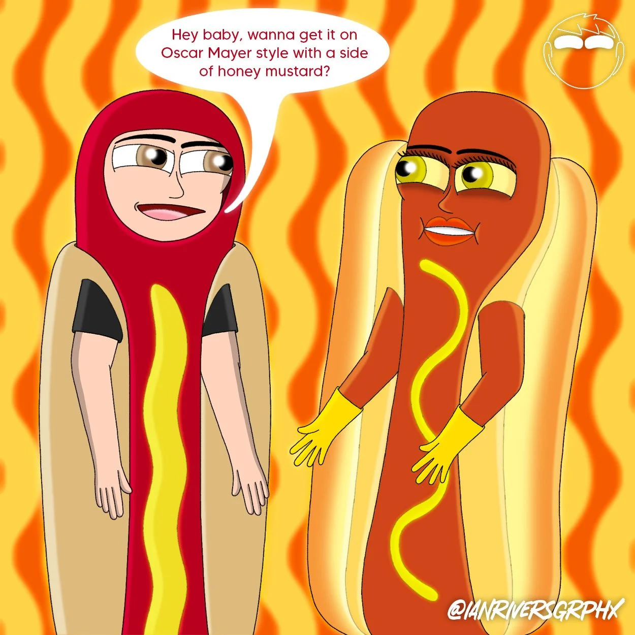 Tim Robinson's hot dog character meeting Very Important People's Mother Hot Dog