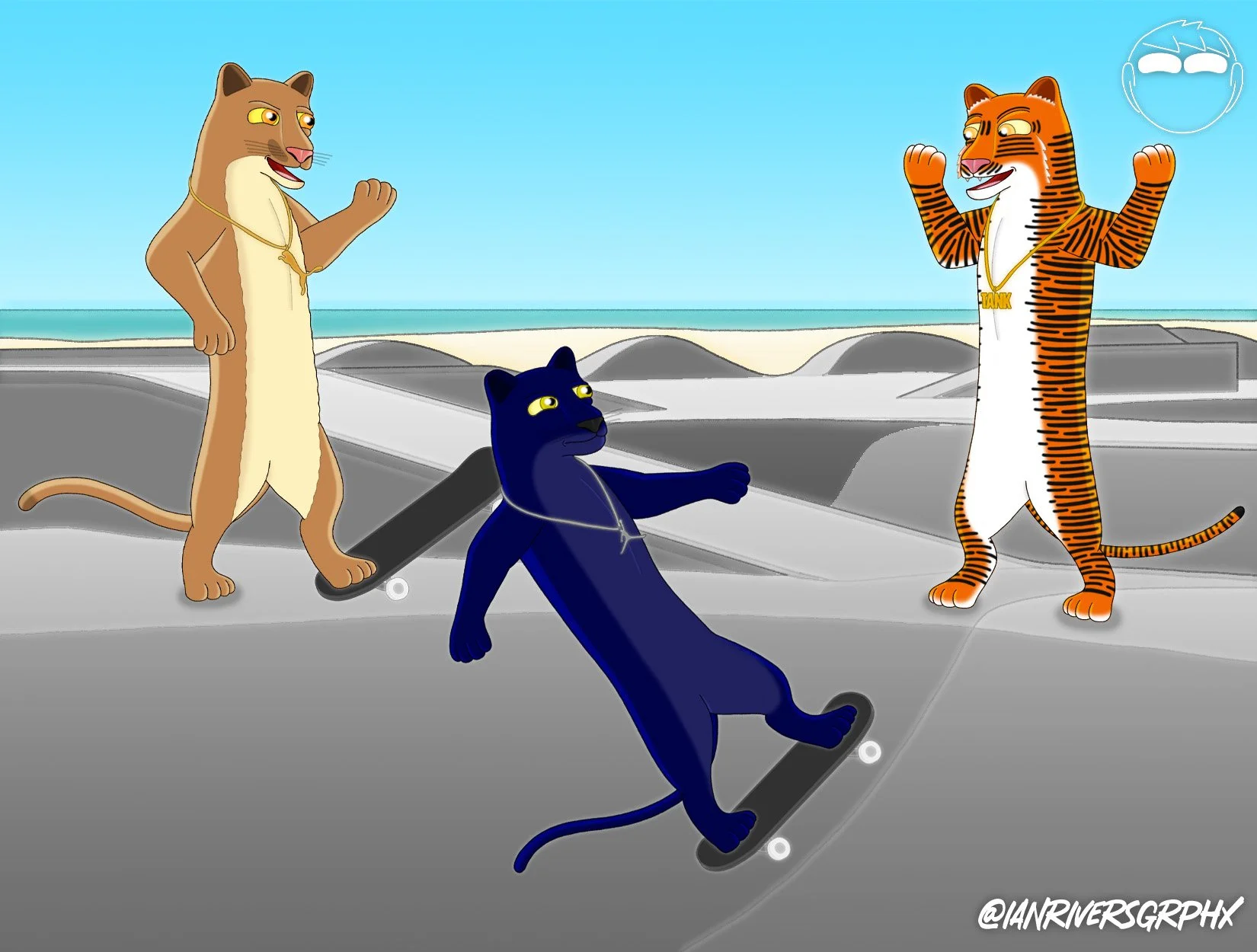 Big cats grinding rails