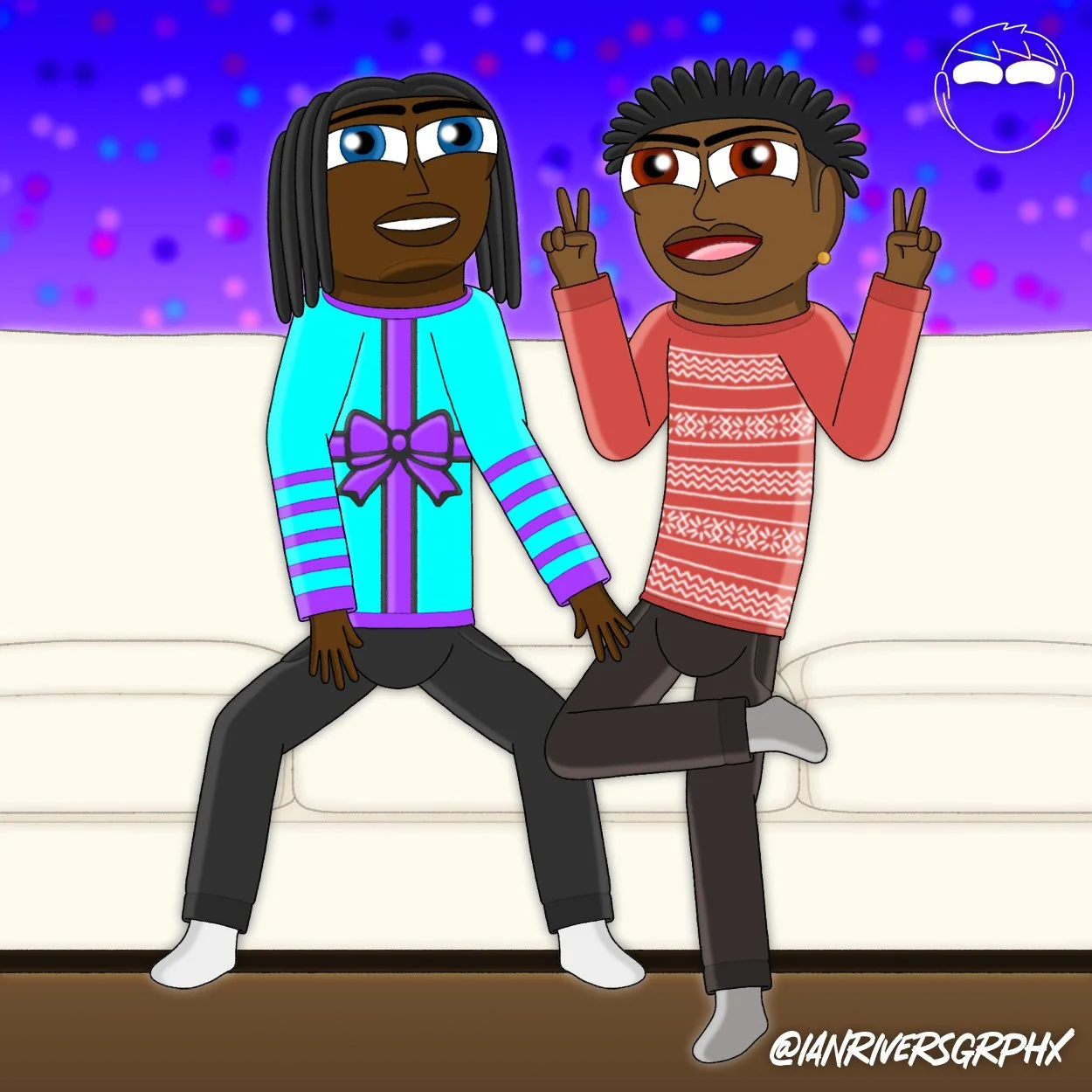 Kai Cenat and iShowSpeed in Christmas sweaters
