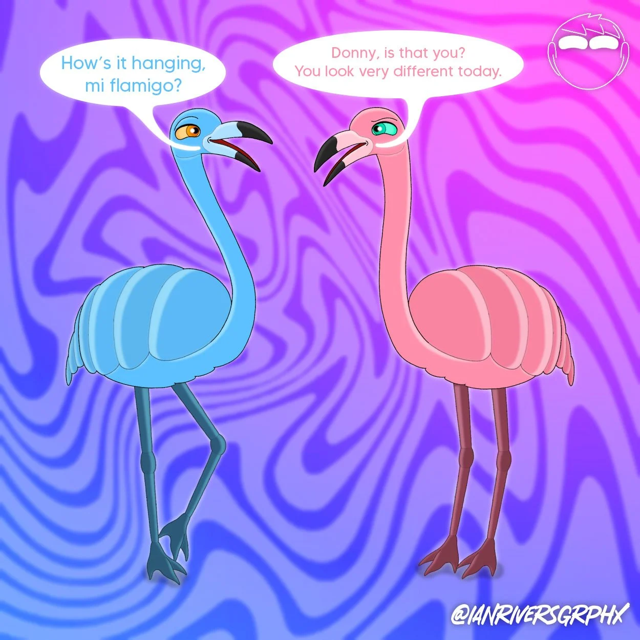 A blue flamingo