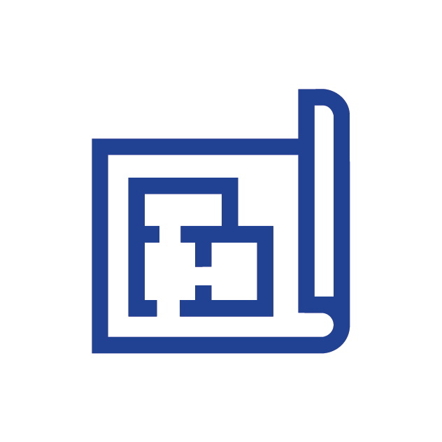 Blueprint or floor plan drawing in blue lines on a white background.