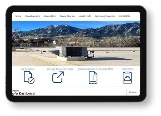 Tablet screen displaying a warranty portal