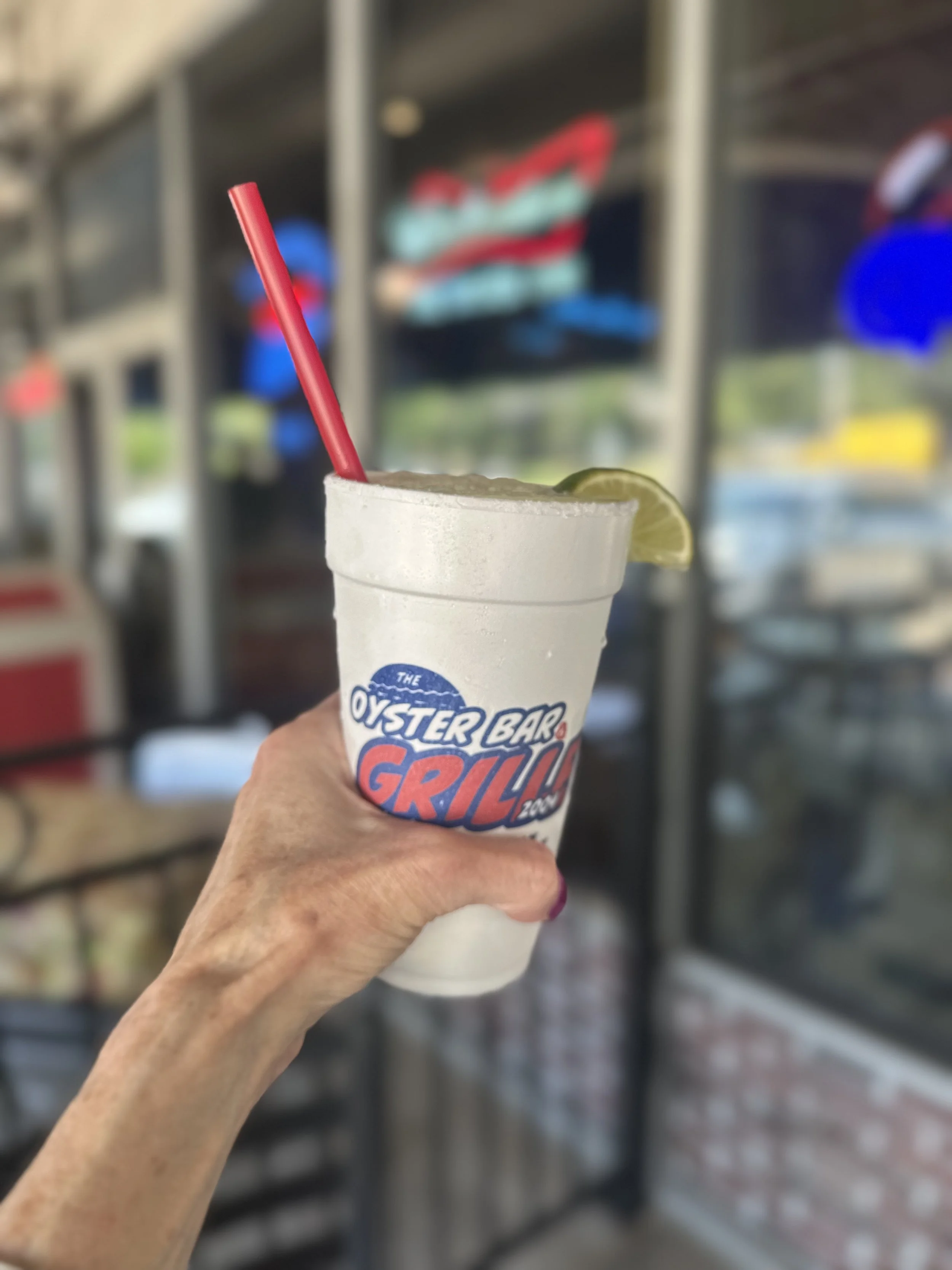 frozen house margarita at the oyster bar & grille patio