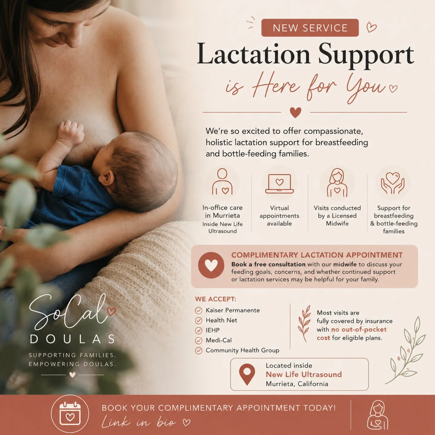 ✨ Gentle, Personalized Feeding Support ✨

SoCal Doulas is so excited to now offer lactation support visits for breastfeeding and bottle-feeding families inside our beautiful new office located within New Life Ultrasound in Murrieta, California 🤍

Fe