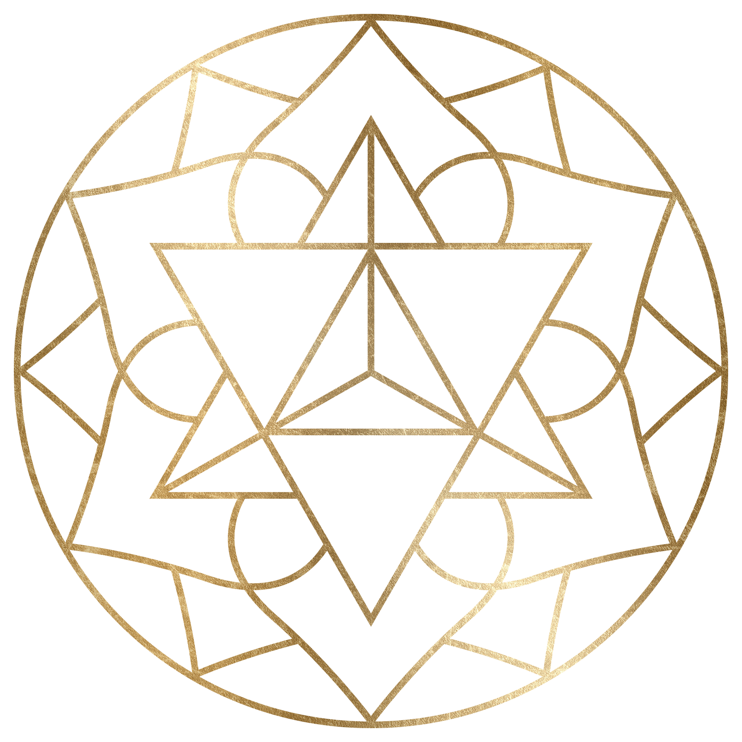 A close-up of a metallic gold textured sacred geometry merkaba floral with visible scratches and scuffs.