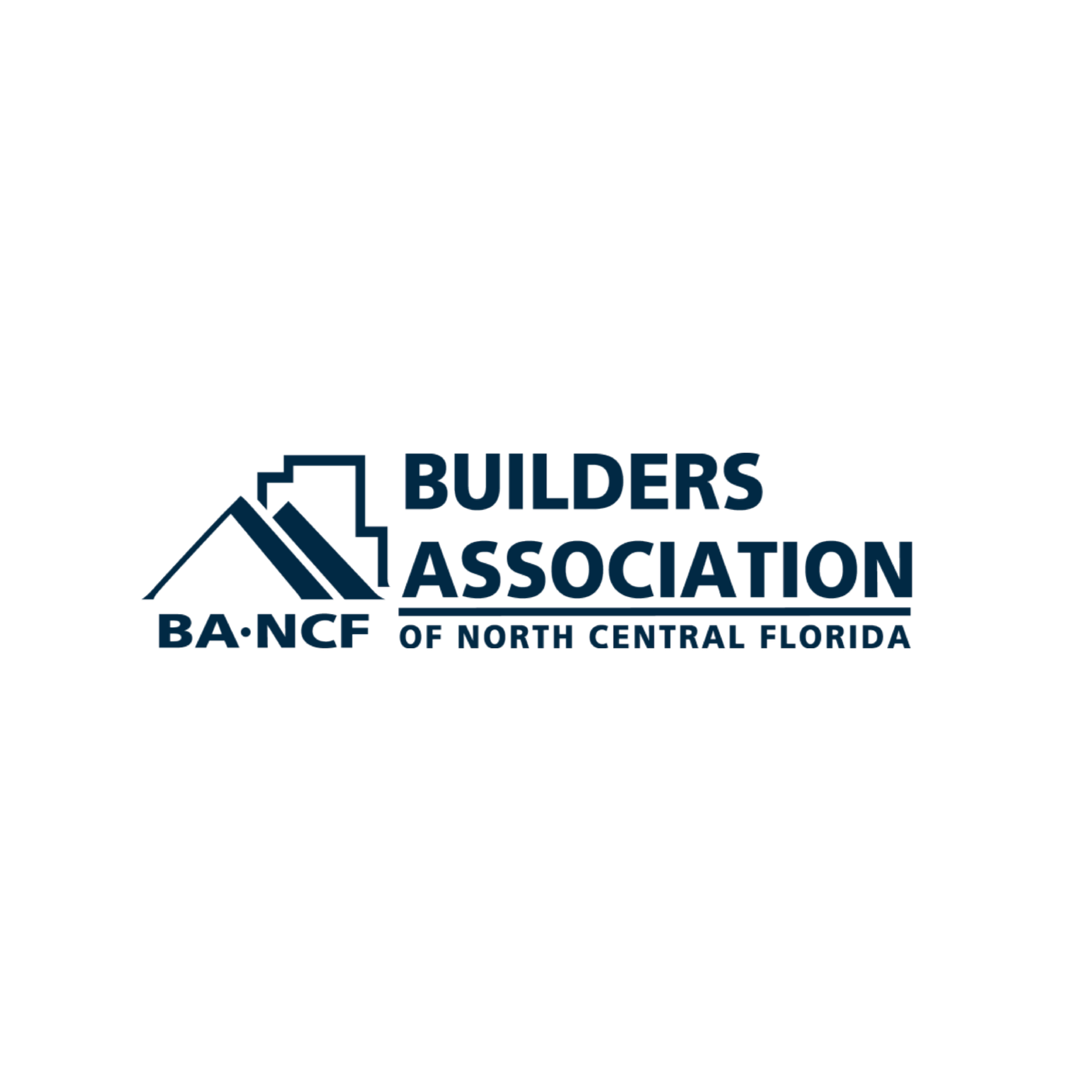 Logo of Builders Association of North Central Florida with a stylized house roof graphic and the organization's name