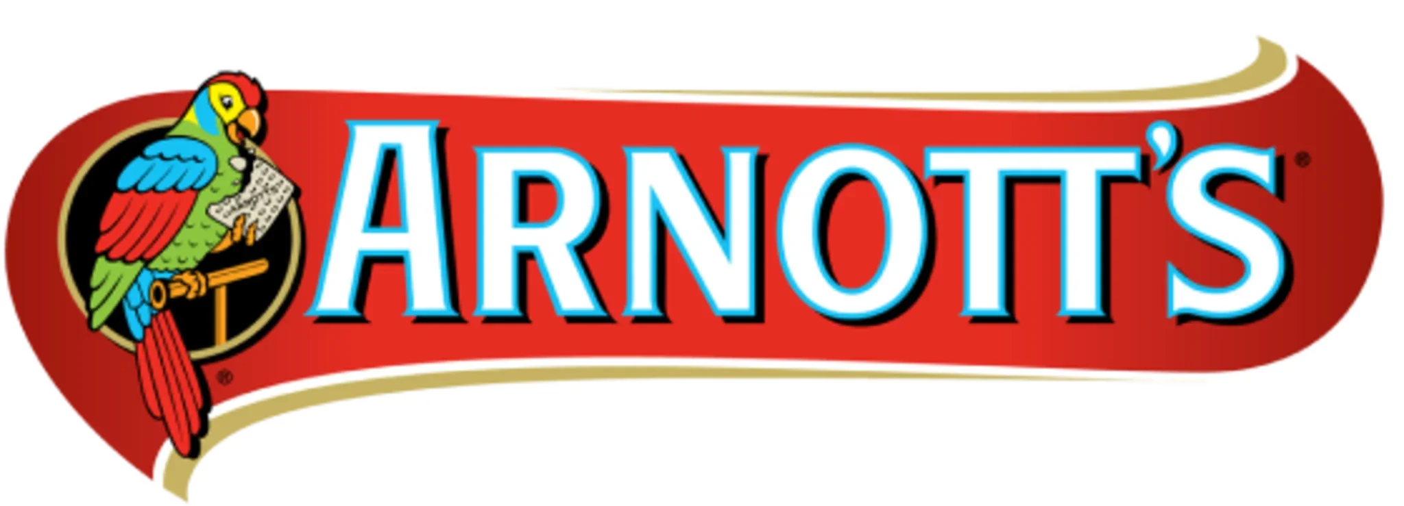 Logo of Arnold's with a colorful parrot holding a newspaper and a yellow key, red background, bold blue and white text spelling 'ARNOLD'S'.