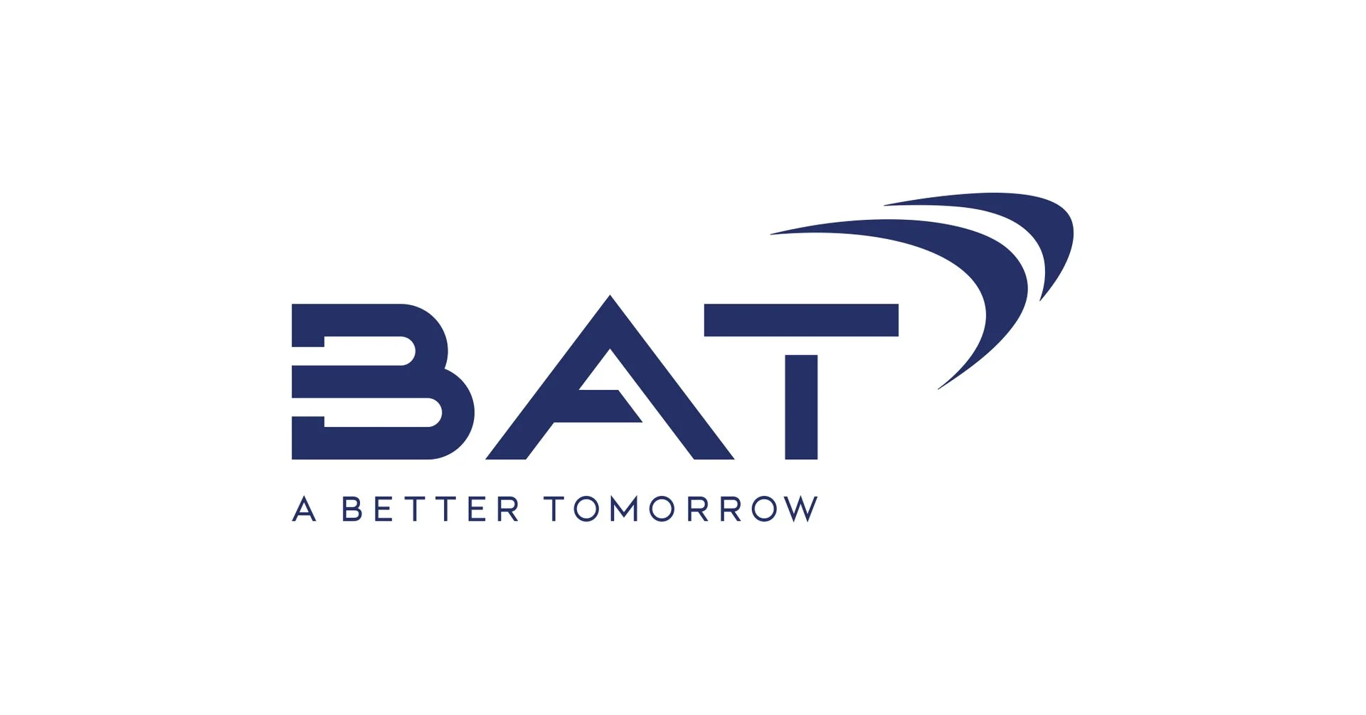 Company logo with the word 'BAT' in bold blue letters and three swoosh-like shapes above it. Tagline below reads 'A Better Tomorrow'.