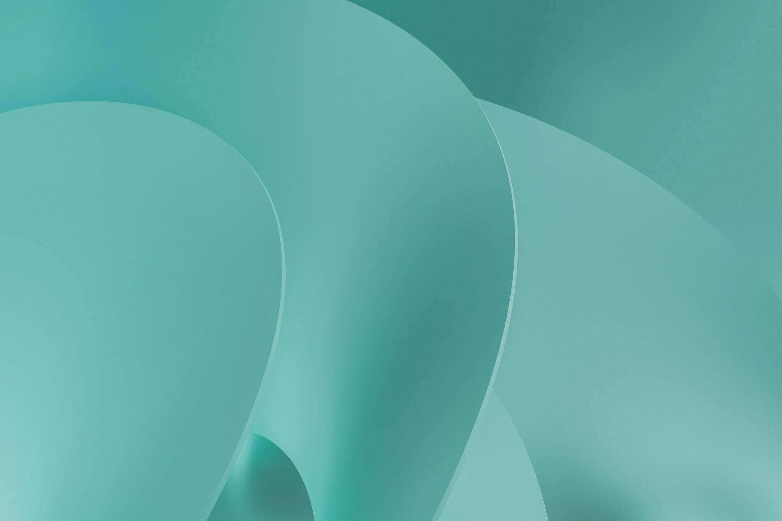 Abstract digital background with overlapping translucent teal and green shapes and subtle shadows.