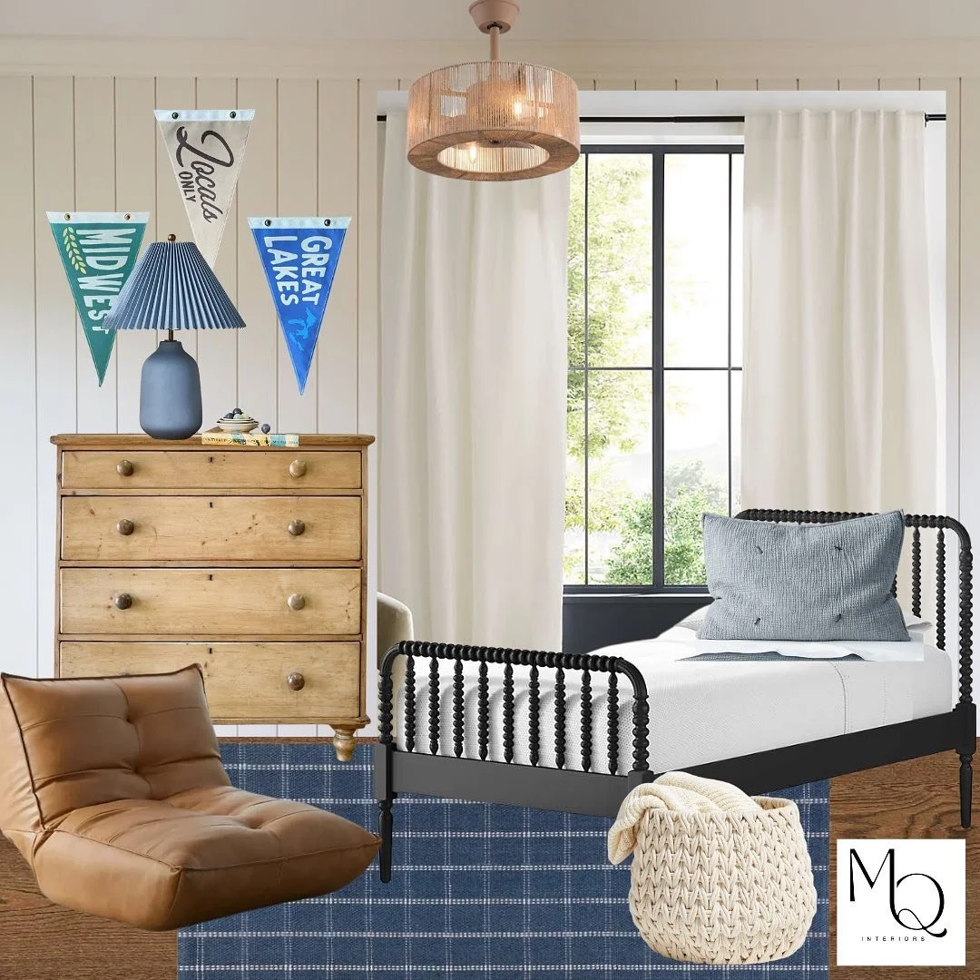 I&rsquo;m loving everything about this room - comfy, cool and classic. From kids room to teen and eventually into guest space- allll about the transitions - that&rsquo;s where the magic is ✨✨ 

#interiordesignmoodboard #interior #homedecor #decordesi