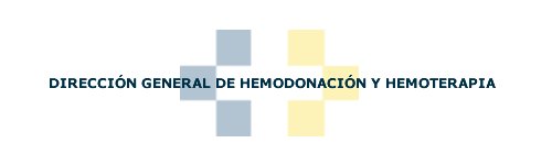Logotipo de Dirección General de Hemodonación y Hemoterapia con letras en azul, verde y amarillo.