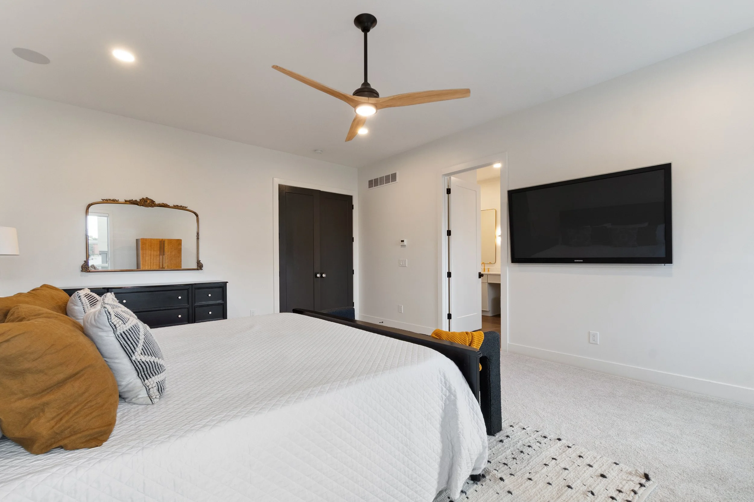 Master bedroom in whole home remodel of historic Fort Thomas Kentucky home by Shade Tree Homes