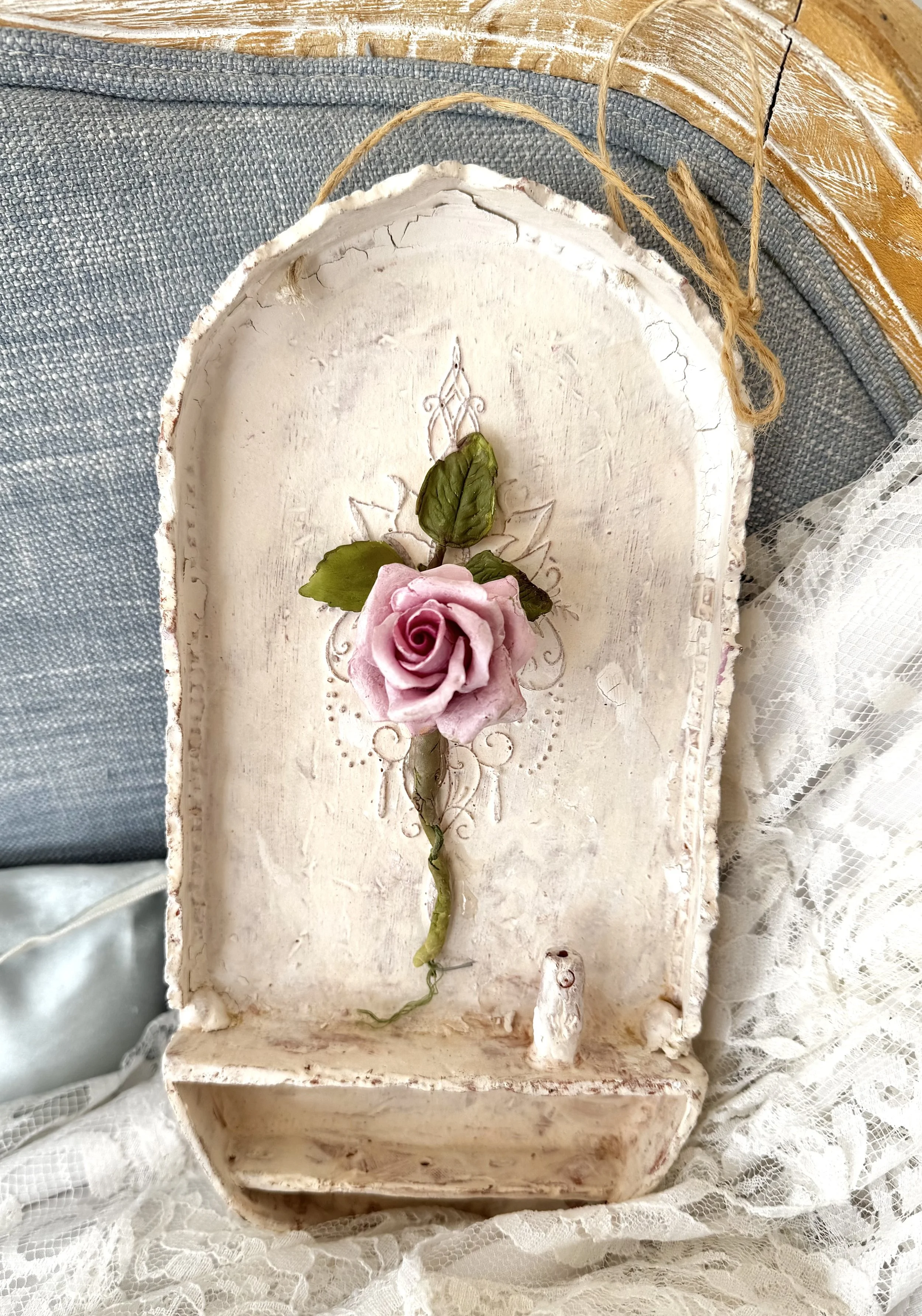 Handcrafted Ceramic Wall Incense Burner - Small Altar Shelf