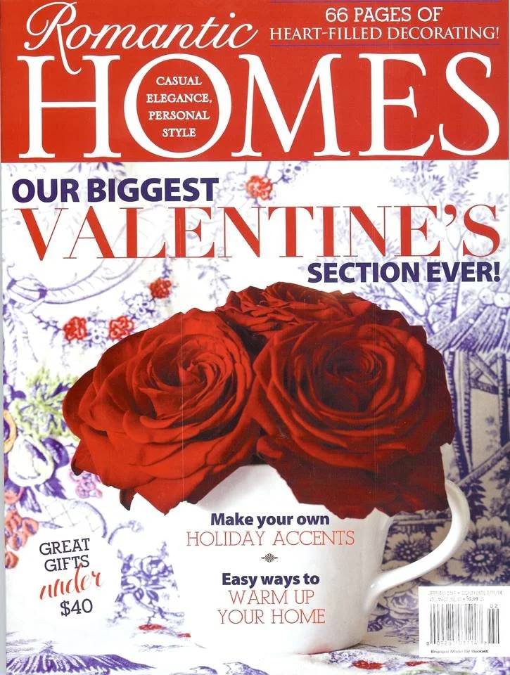 Jo-Anne Coletti featured in A magazine cover titled "Romantic Homes" with a subtitle about heart-filled decorating. 