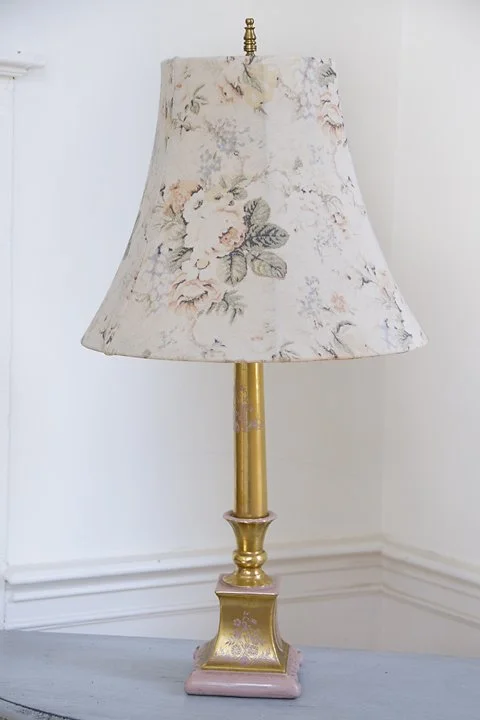 Vintage Gold & Pink Lamp with Shade