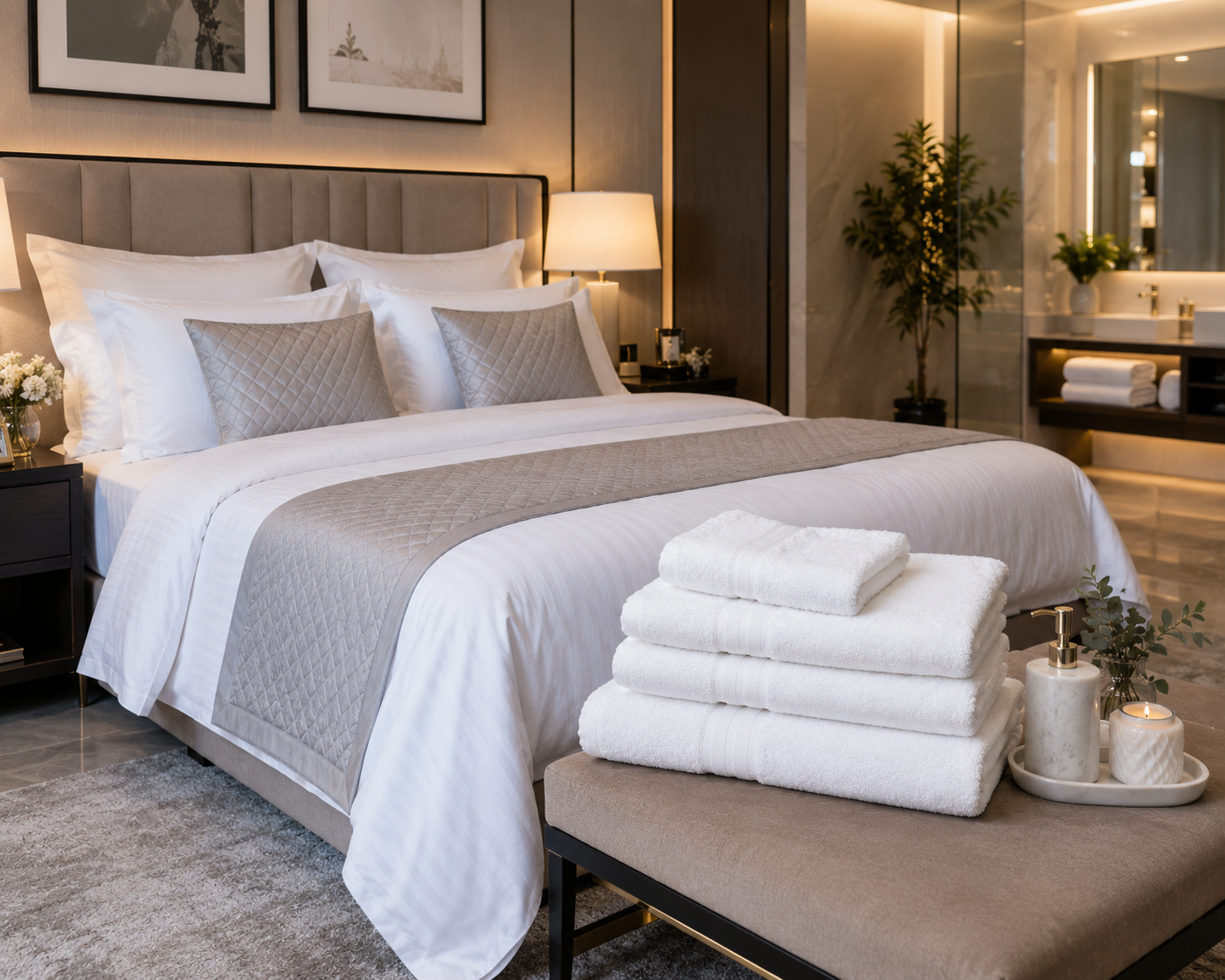 Bed Sheets & Towels for Hotels, Motels & Hospitality Uses. All types of Bed & Bath Linens available. - Made to Order with Full Customization.