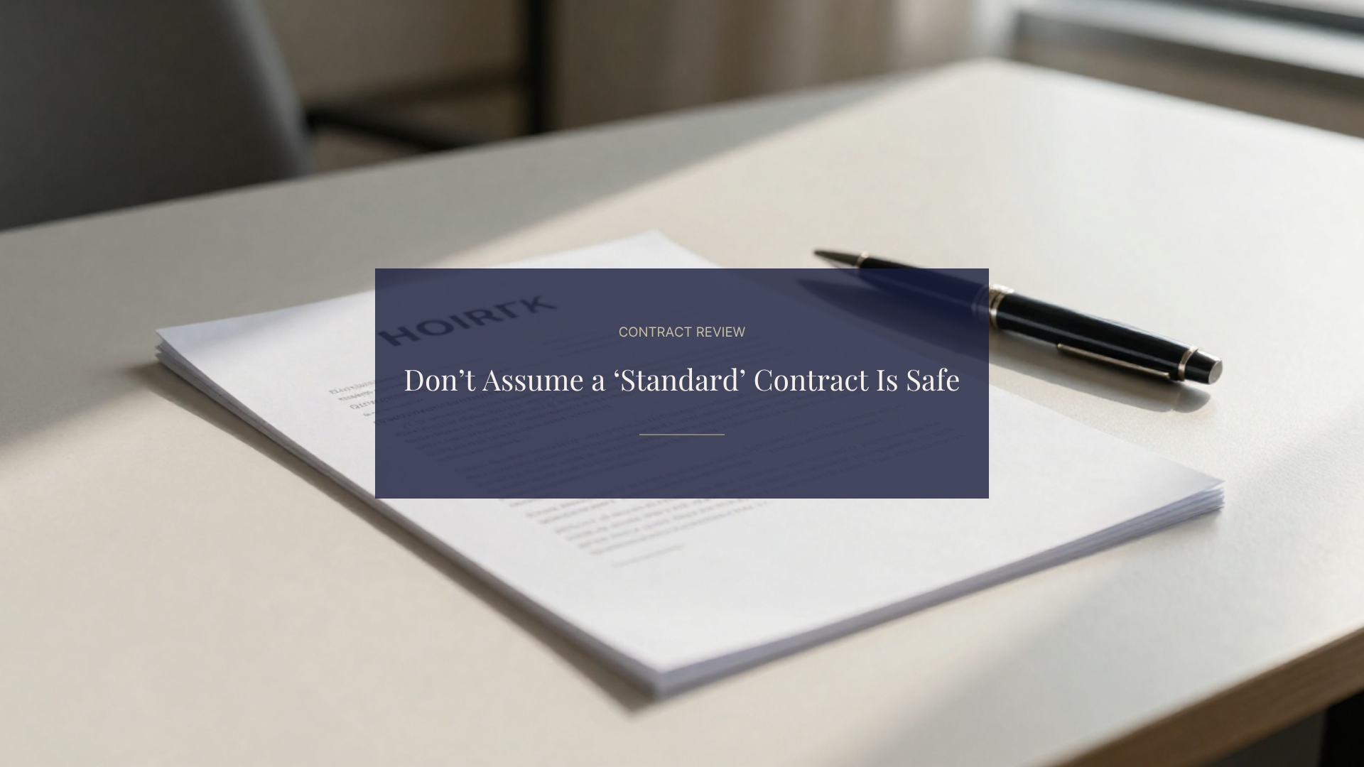 Don’t Assume a “Standard” Contract Is Safe — Where That Word Hides Real Risk  