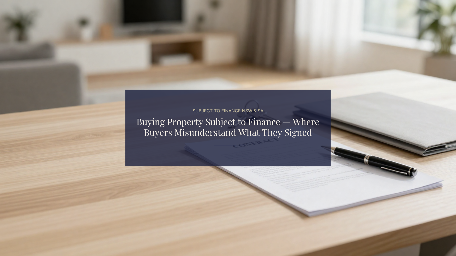 Buying Property Subject to Finance — Where Buyers Misunderstand What They Signed