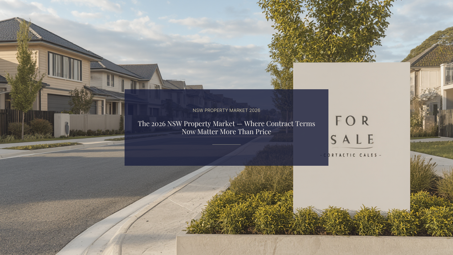 The 2026 NSW Property Market — Where Contract Terms Now Matter More Than Price