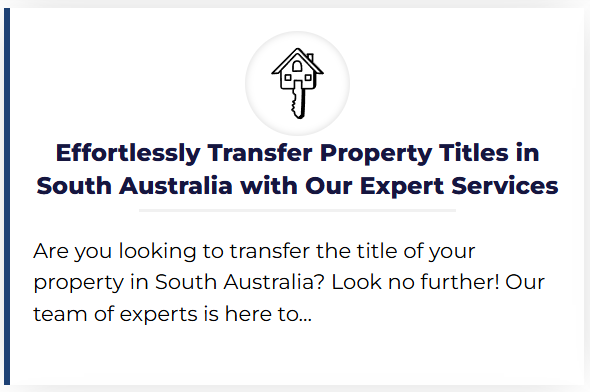Affordable property title transfers in South Australia, facilitated by our expert services for seamless transactions