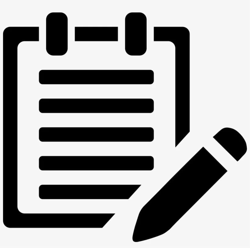 Icon of a clipboard with a list and a pencil, representing writing or editing notes.