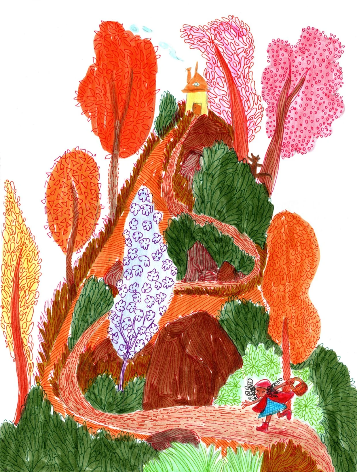 Red riding hood - watercolours and pens.jpg