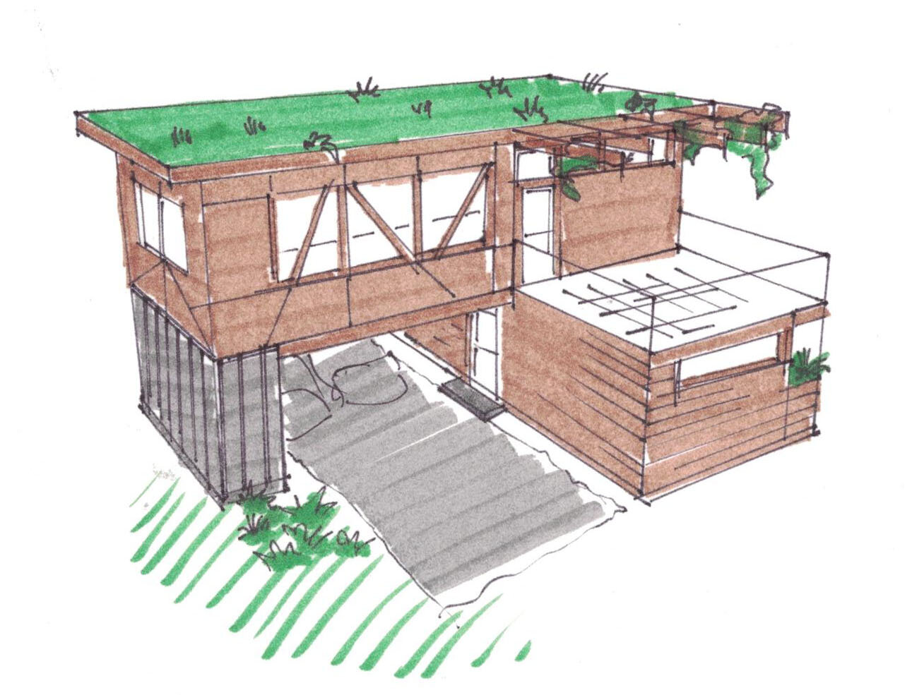 Modular Backyard Cottage Sketch