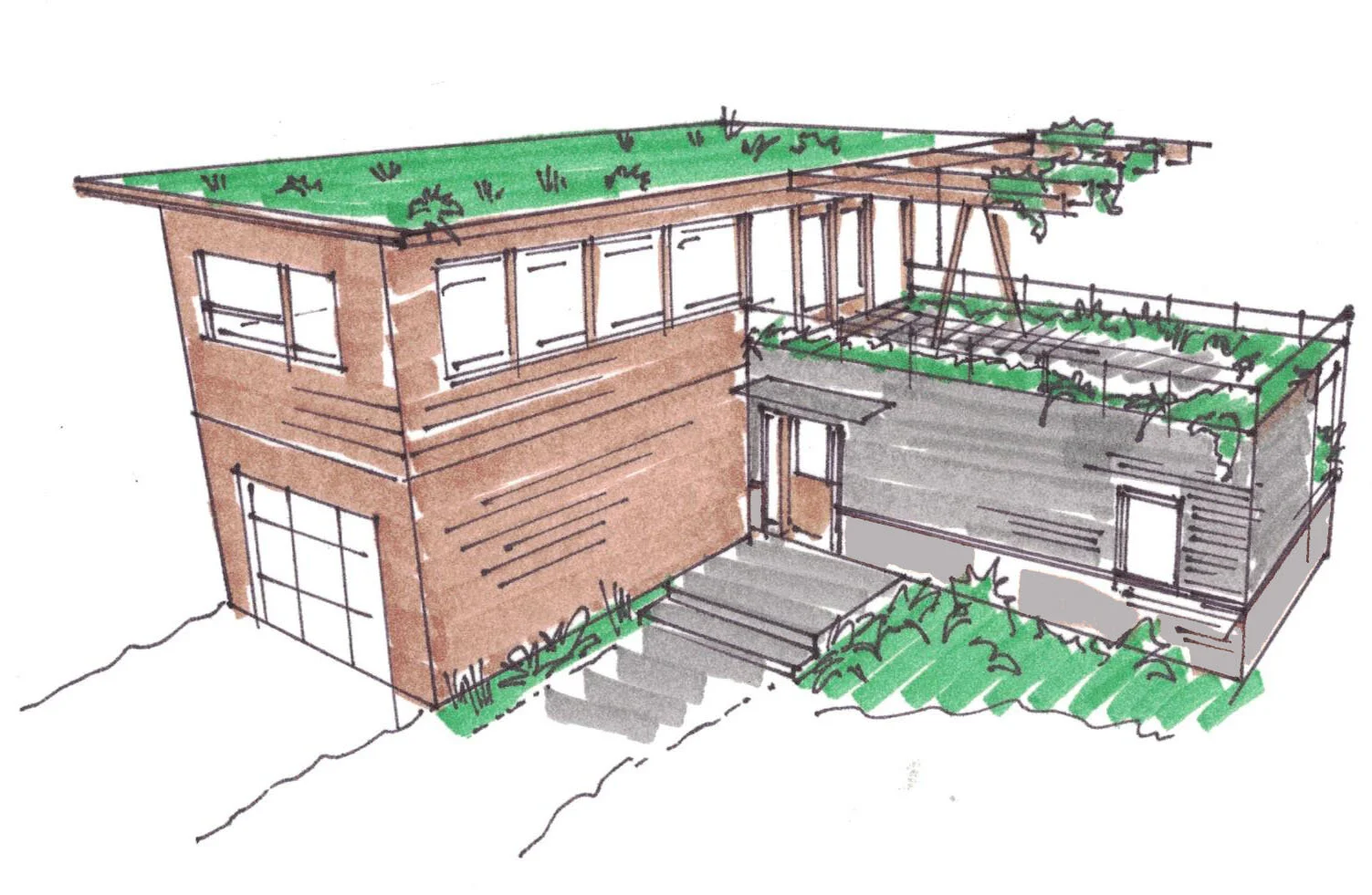 Modular Backyard Cottage with Garage Sketch