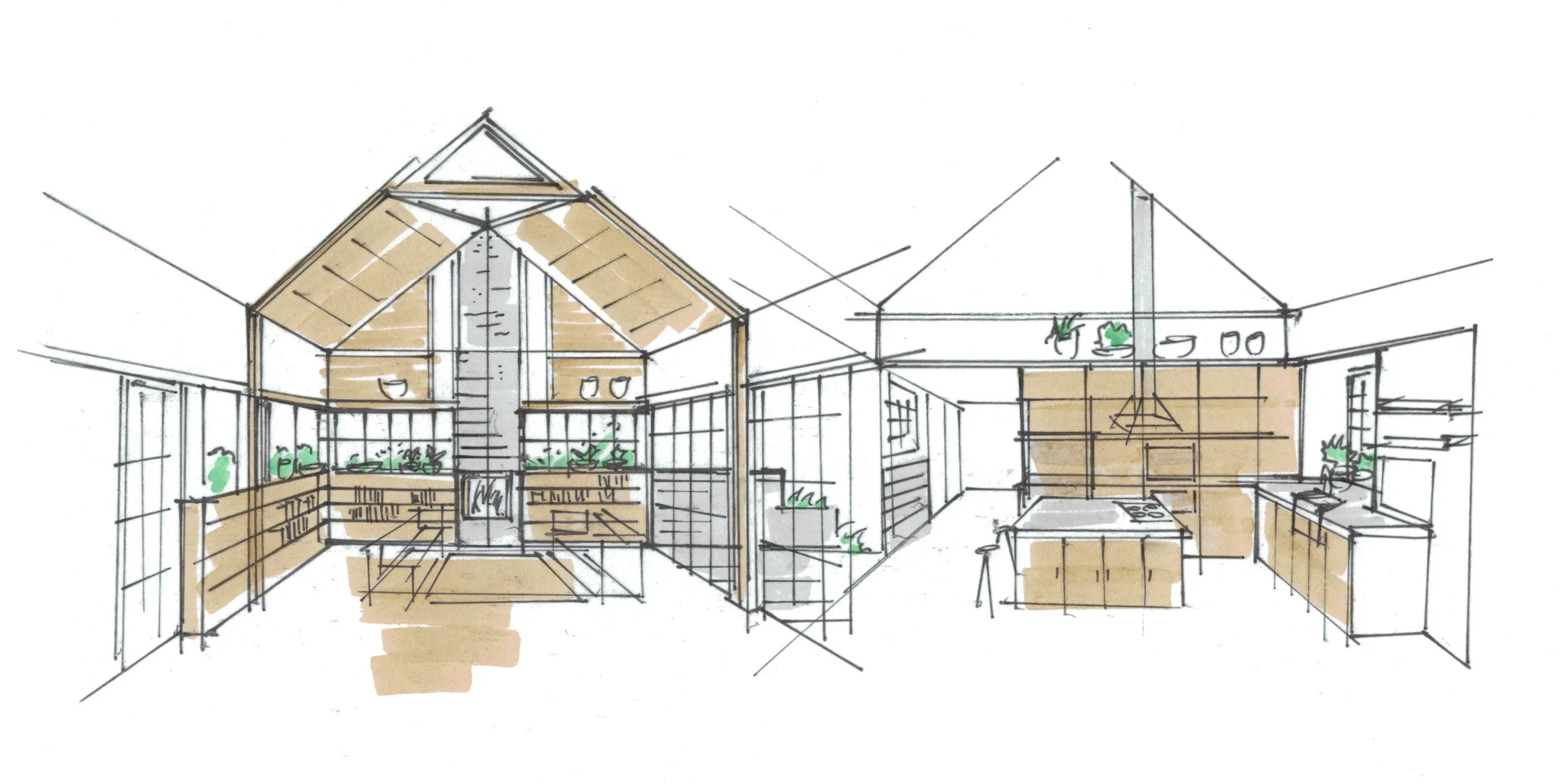Interior Sketch Modern Farmhouse