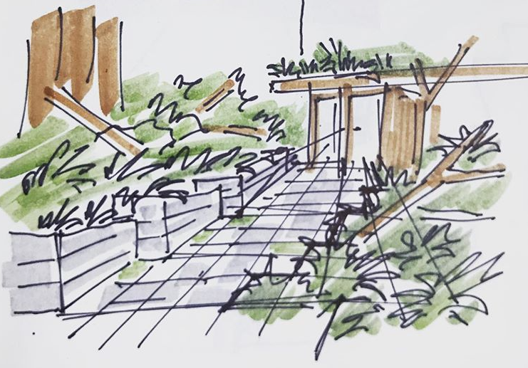 Sketch for Vashon Island Green Building Entry