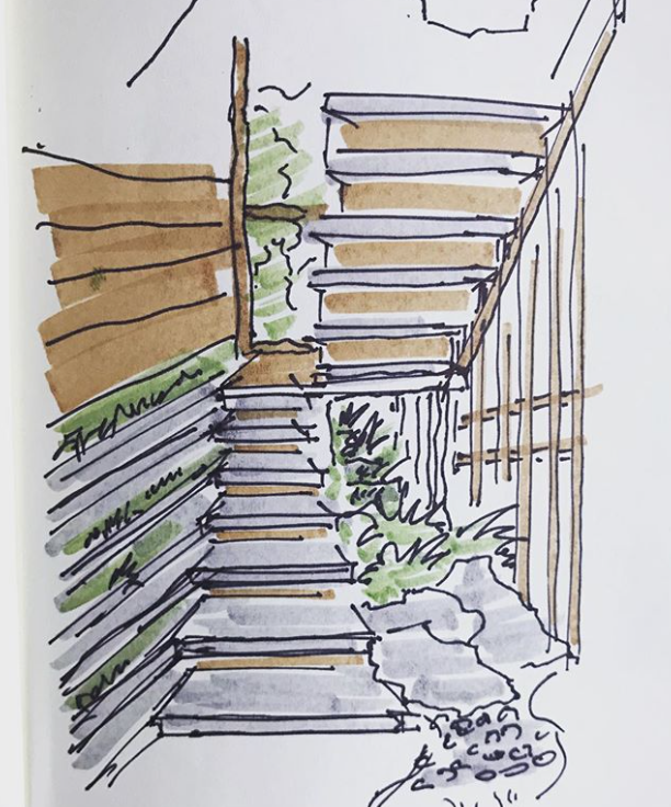 Sketch for Natural Stairwell Green Building
