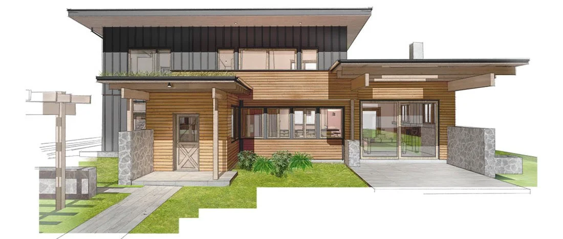 Burien Modern Courtyard Green Home with Masonry Walls