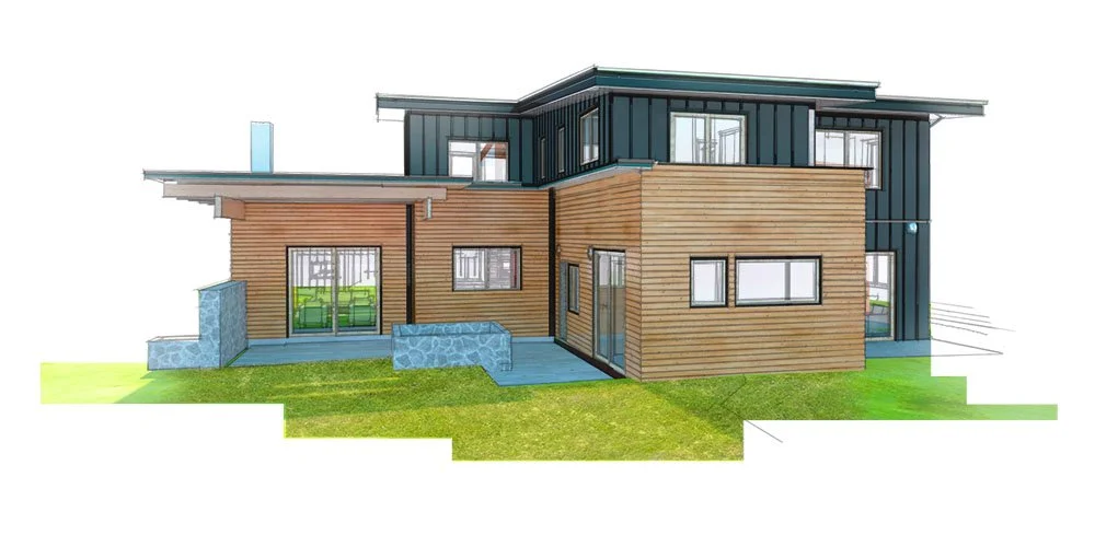 Modern Green Home with Hot Tub Masonry Walls