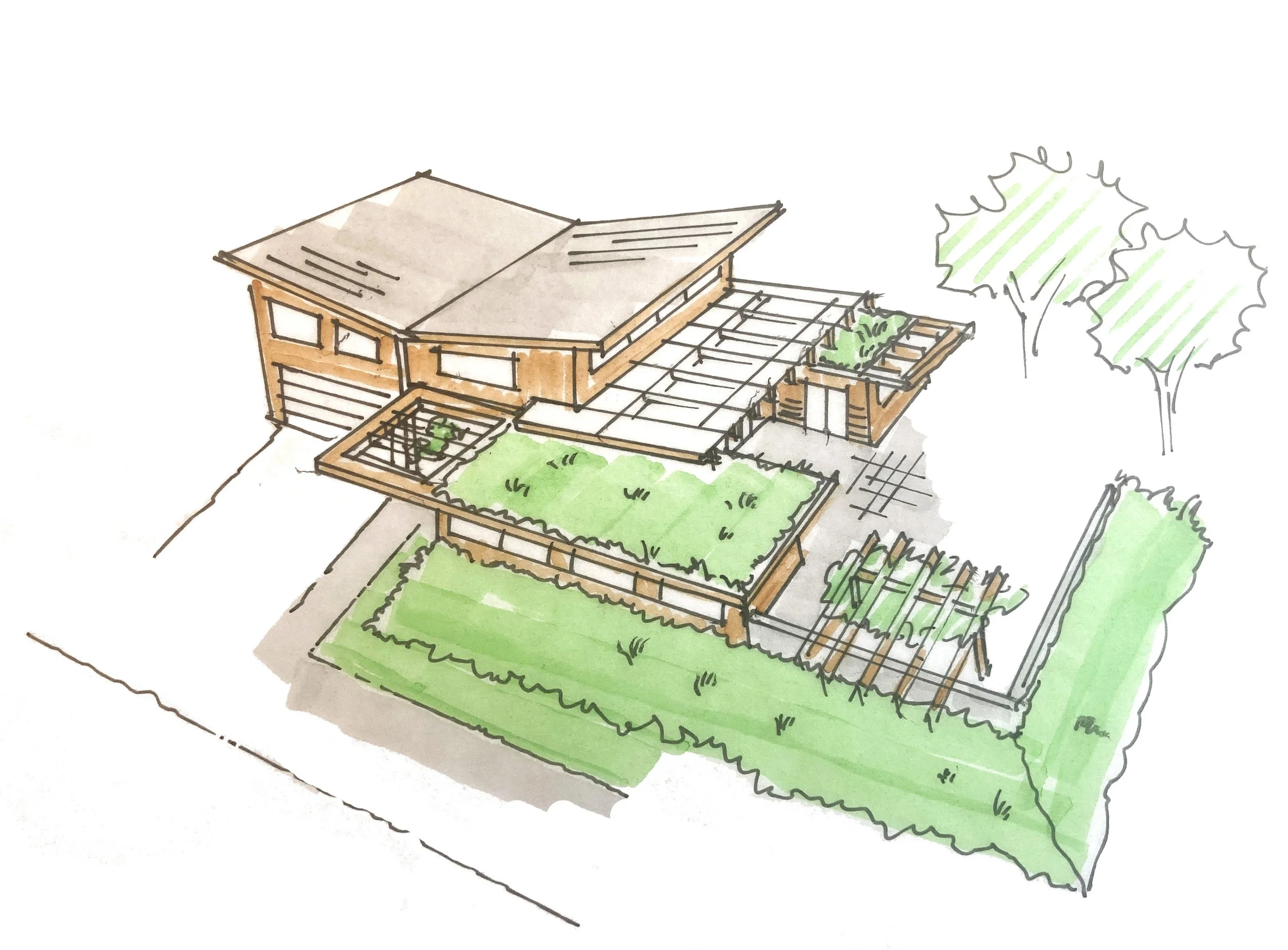 Design of Northwest Modern Courtyard Home with Skylights and Green Roof